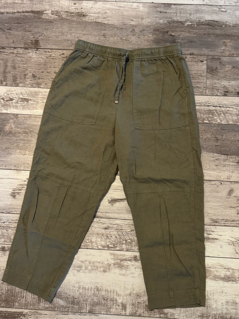 Zara Olive Green Casual Drawstring Pants